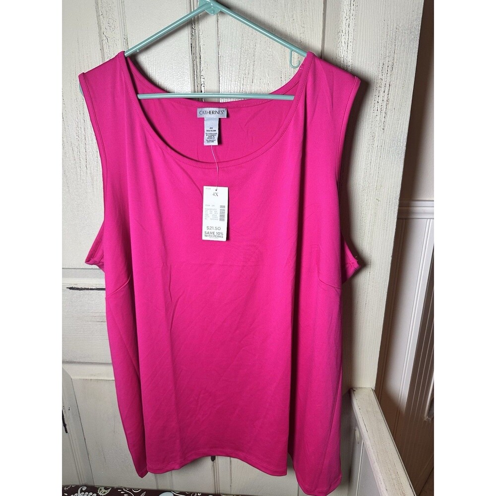 Catherine’s Shirt Womens 4X 30-32W Pink Tank Top Sleeveless Plus Size